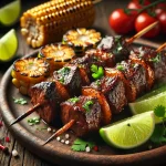 Anticuchos perui marhanyársak tálalva