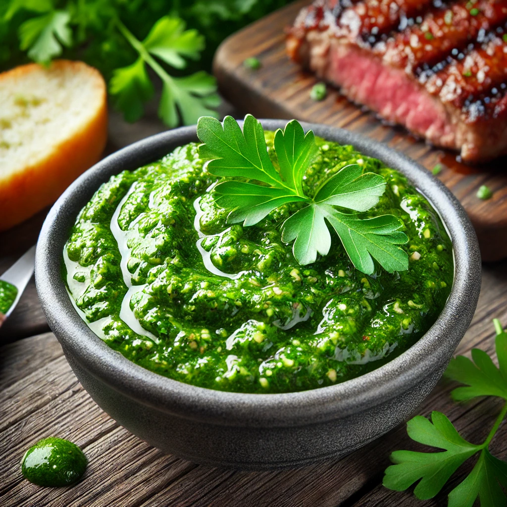 Friss és ízletes argentín zöld chimichurri