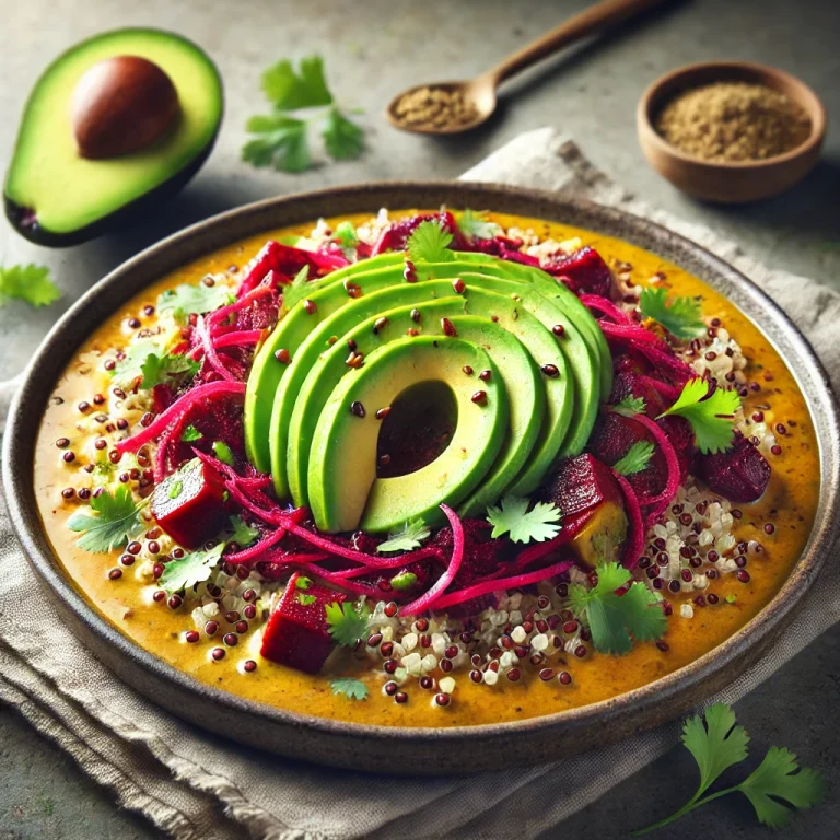Avokádós quinoa Buddha-tál céklával