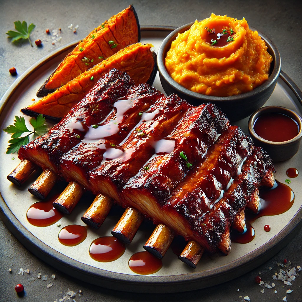 Finom BBQ oldalas és édesburgonya