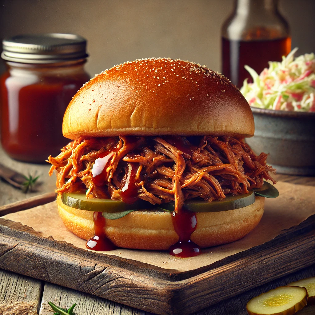 Ízletes BBQ pulled pork friss bunban