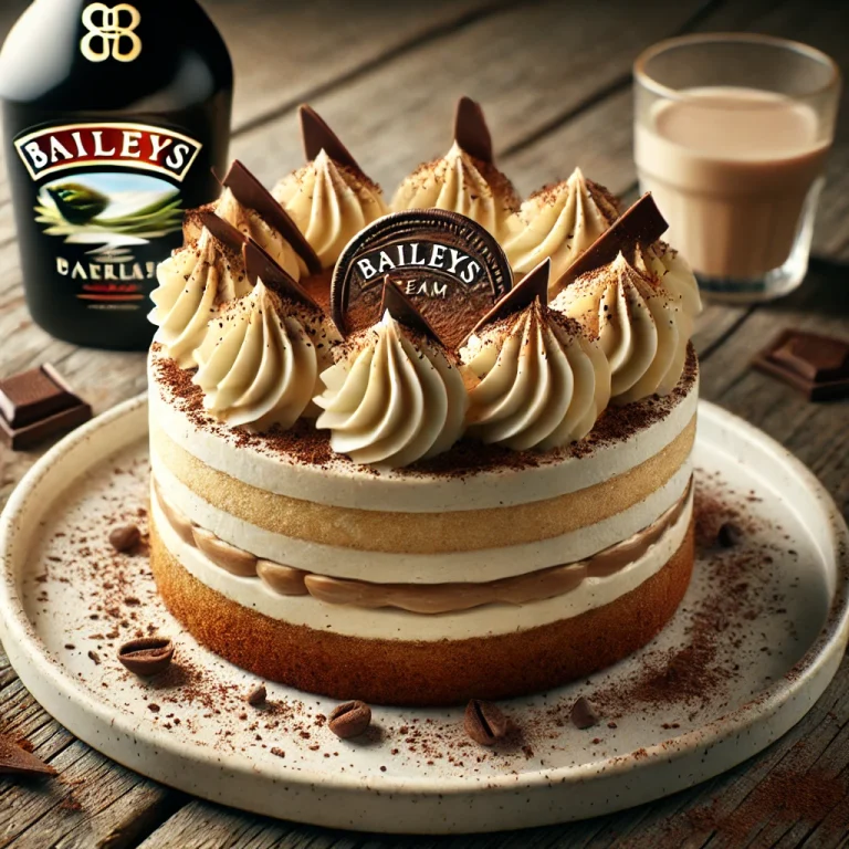 Baileys krémes torta tálalva