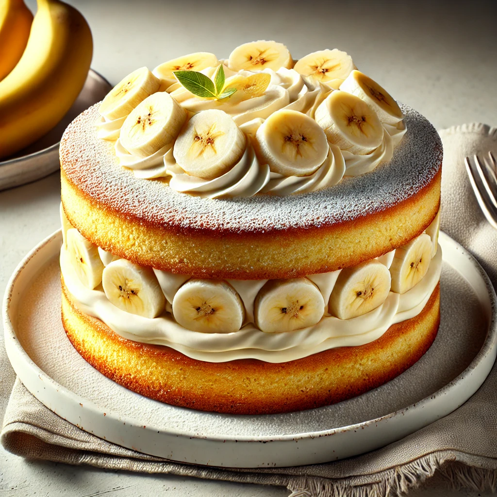 Könnyű és krémes torta friss banánnal