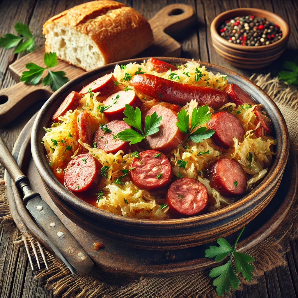 Gazdag lengyel húsos-káposztás Bigos