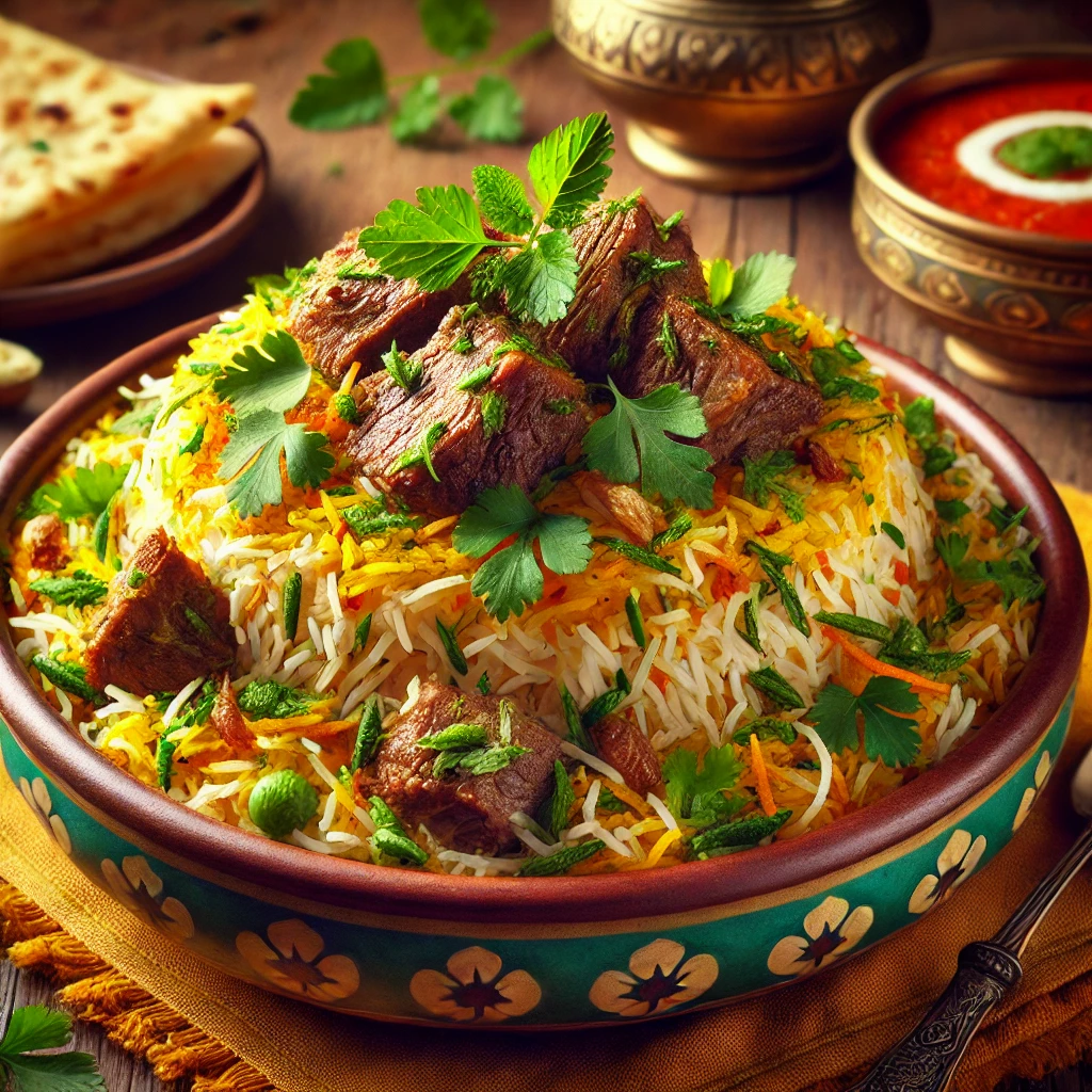 Indiai fűszeres biryani omlós kecskehússal