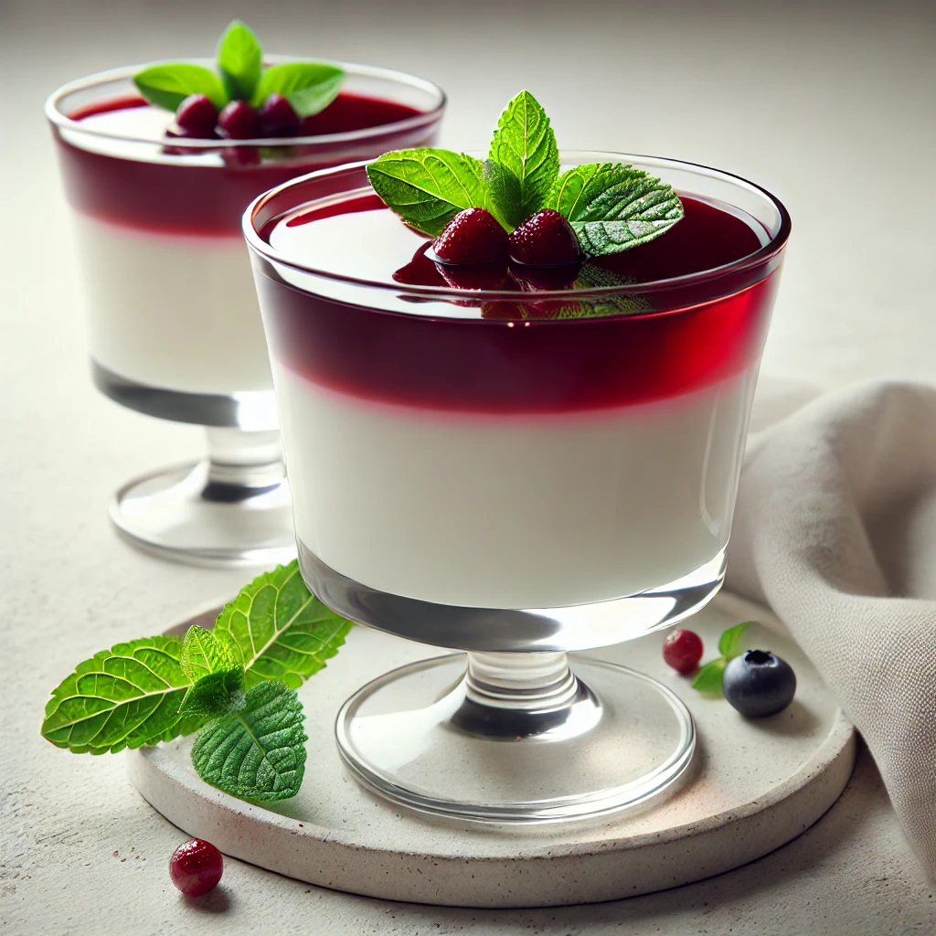 Krémes panna cotta borzselével, elegáns tálalásban