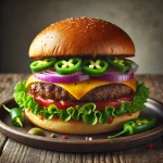 Cajun burger tálalva