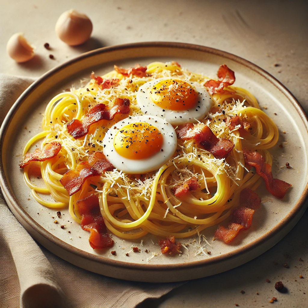 Olasz carbonara szalonnával, gazdag ízvilággal