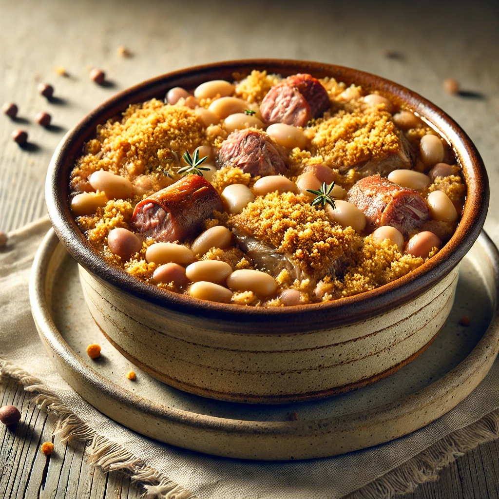 Klasszikus francia cassoulet kacsacombbal és kolbásszal