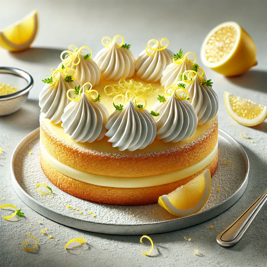 Könnyű citromos habos torta friss citromhéjjal díszítve