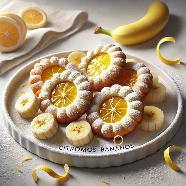 Citromos-banános linzer tálalva