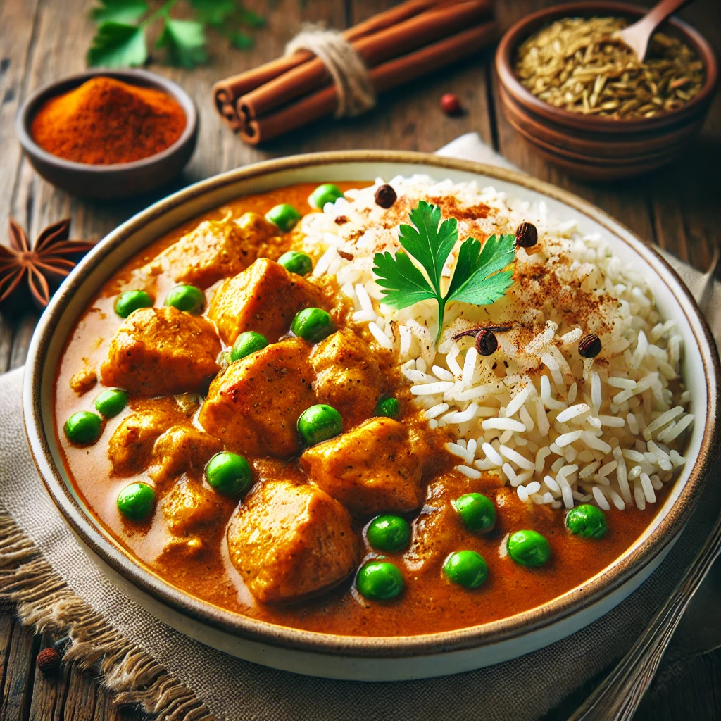 Egzotikus csirke curry fűszeres rizzsel