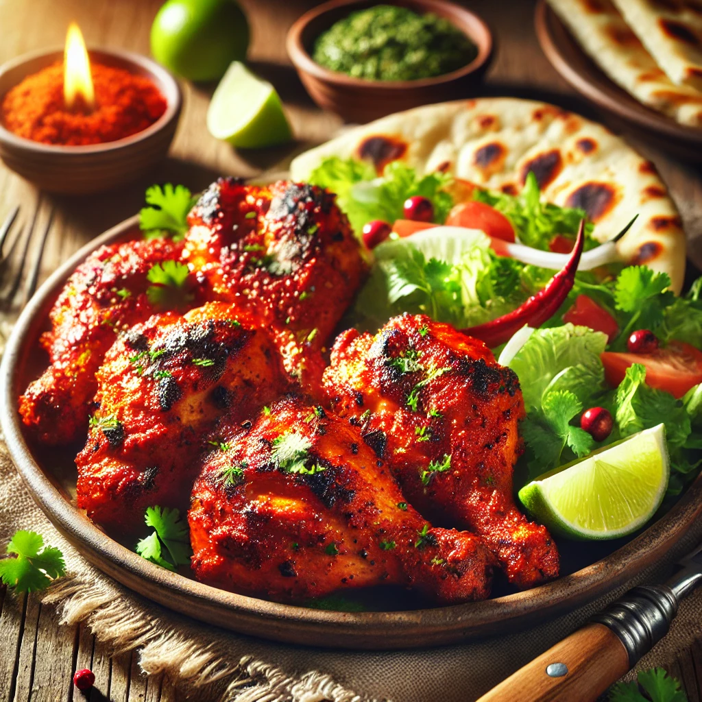Indiai ízvilágú sült csirke tandoori fűszerekkel