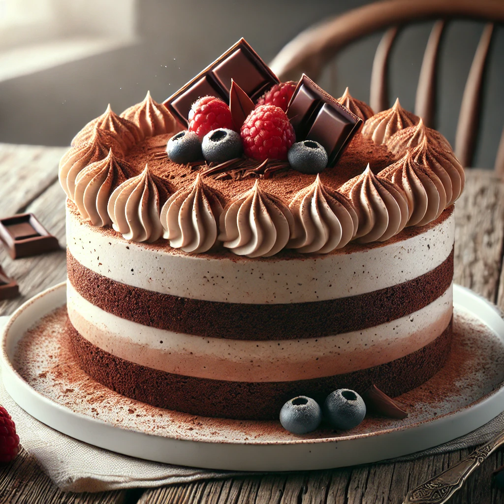 Gazdag csokoládé és mascarpone alapú torta