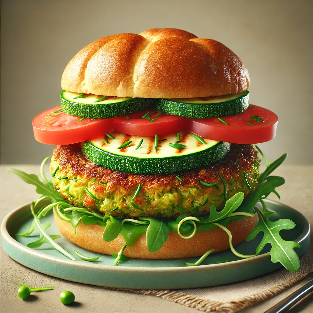 Parmezánnal és rukkolával készült cukkinis burger