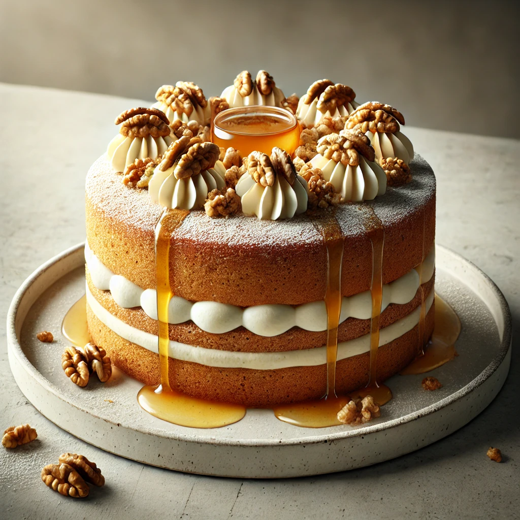 Krémes és ízletes torta dióval és mézzel