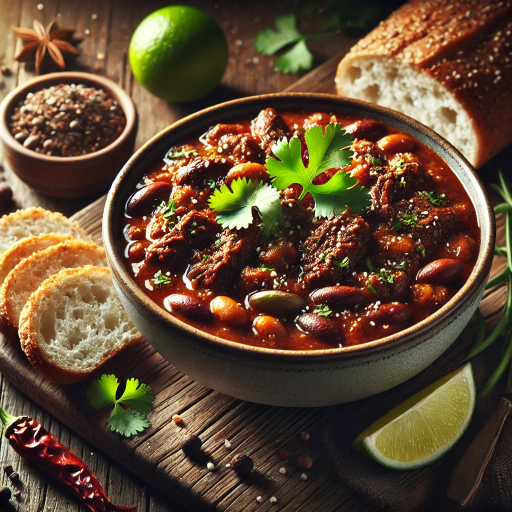 Hearty chili made with ground elk, beans, and vegetables