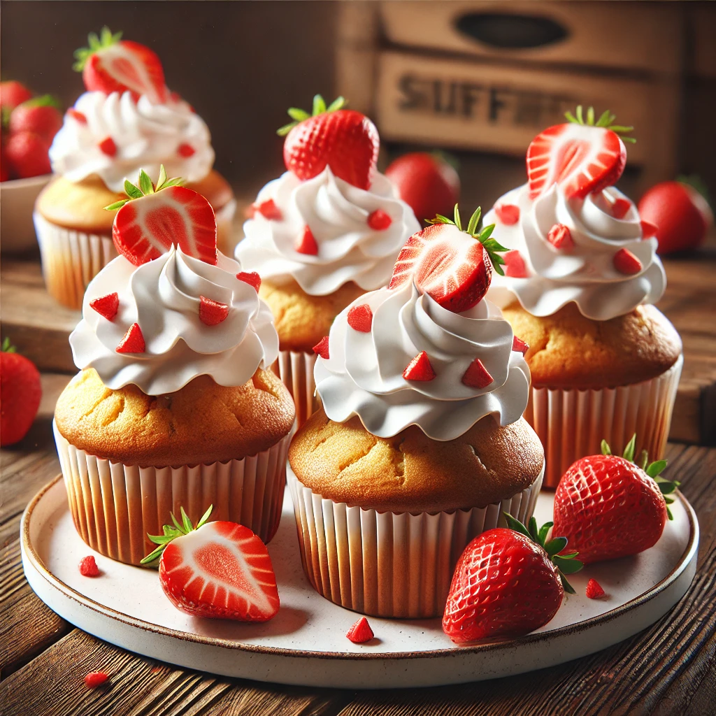 Egyszerű és ízletes epres habos muffin házilag