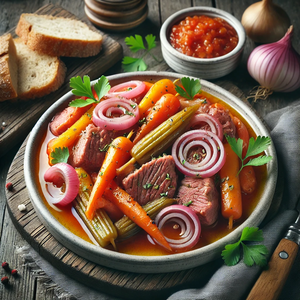 Autentikus spanyol escabeche pácolt hús