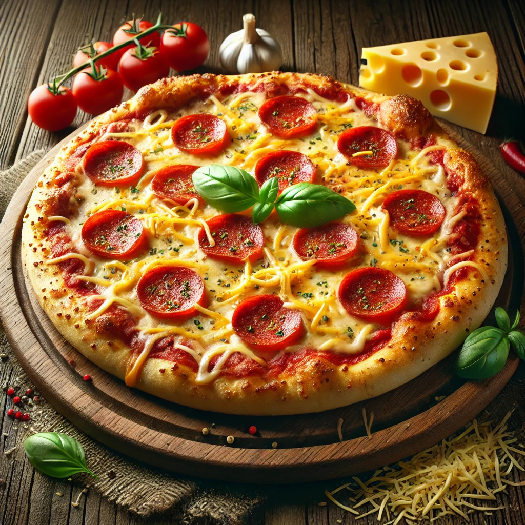 Pikáns Pepperoni pizza extra sajttal olasz stílusban