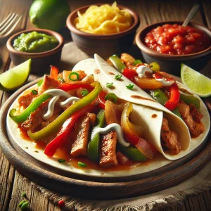 Ízletes és gyors fajitas sertéshússal, friss zöldségekkel és tortillával