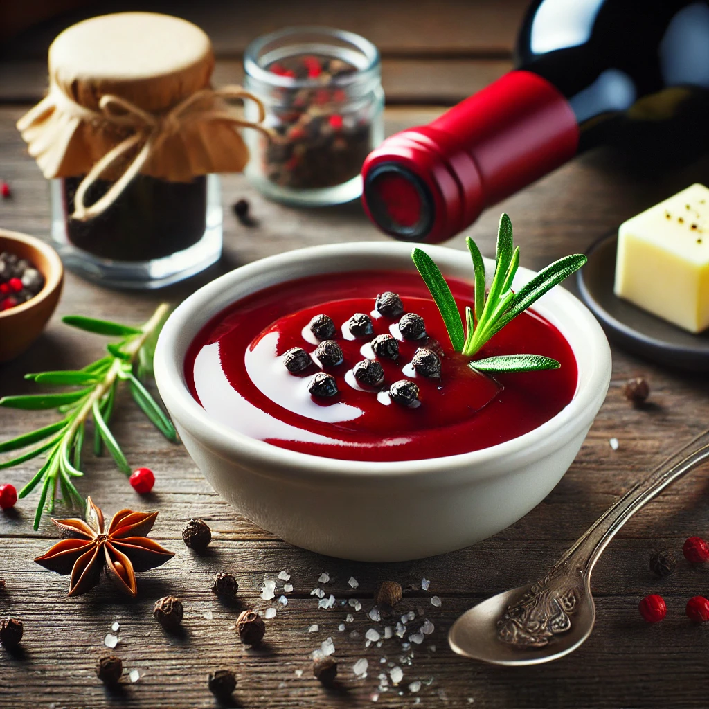 Gazdag és aromás fekete borsos vörösbor szósz