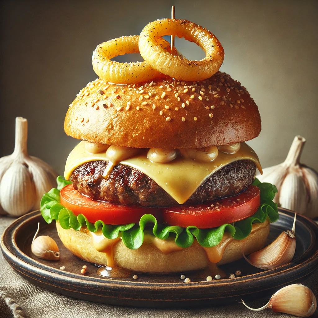 Egyedi burger fokhagymás vajjal és olvadt sajttal