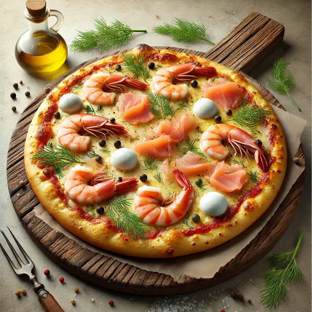 Olasz tengeri herkentyűs pizza füstölt lazaccal