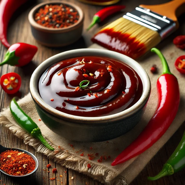 Füstölt chilis barbecue szósz tálalva