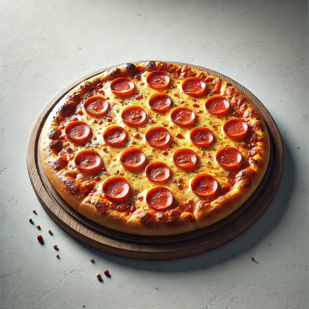 Ízletes házi pizza füstölt sajttal és pepperonival
