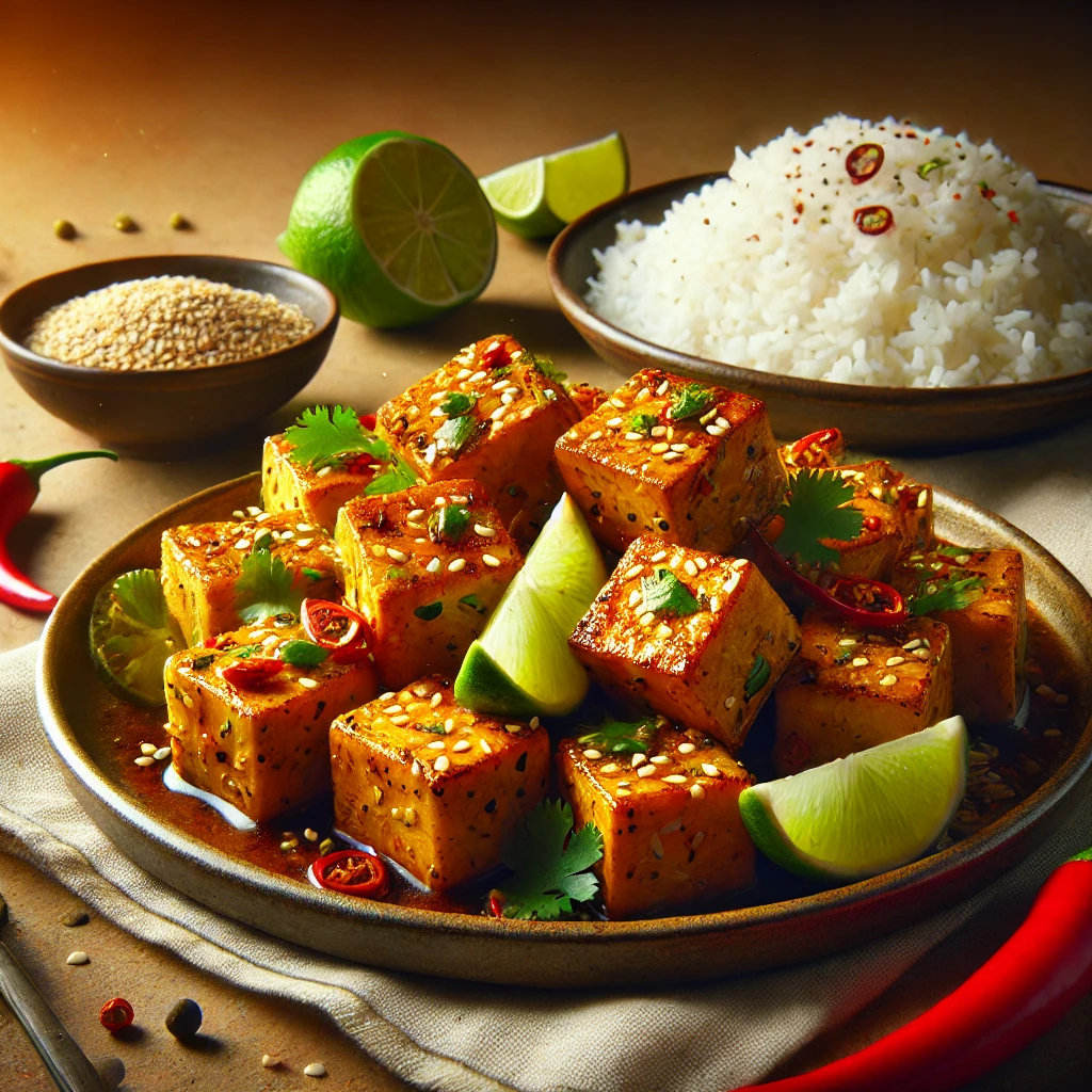 Egészséges és ízletes tofu szójaszószos-lime-os páccal