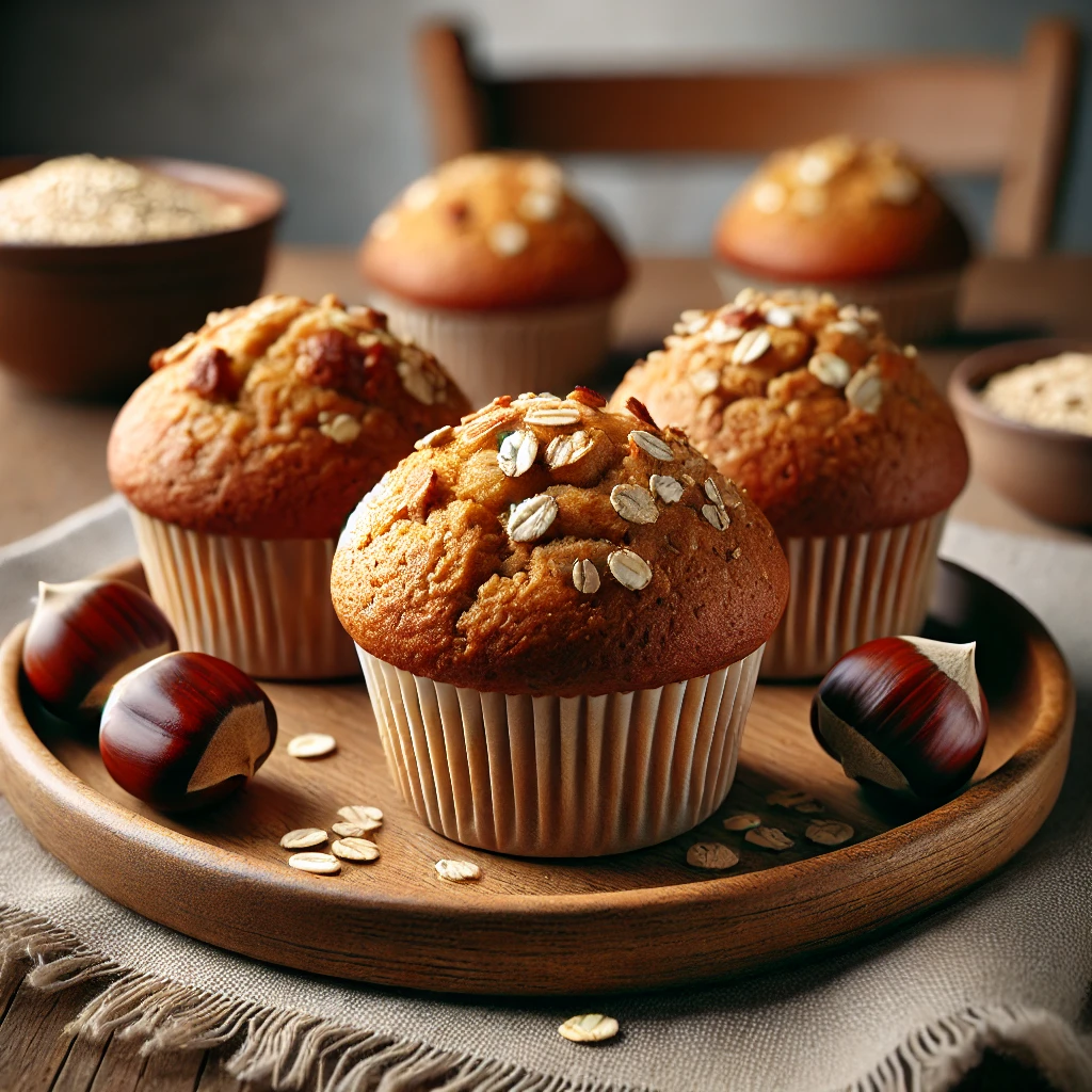 Egészséges muffin gesztenyével és zabpehellyel