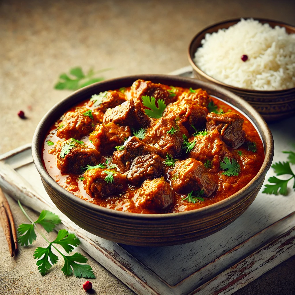 Tradicionális indiai kecske curry gazdag ízekkel