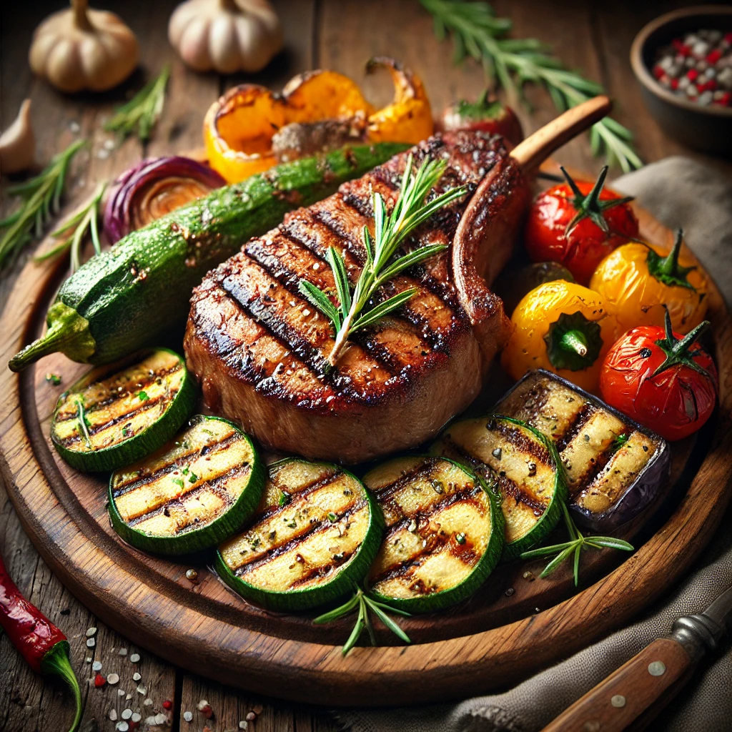 Egzotikus grillezett kengurusteak zöldségekkel