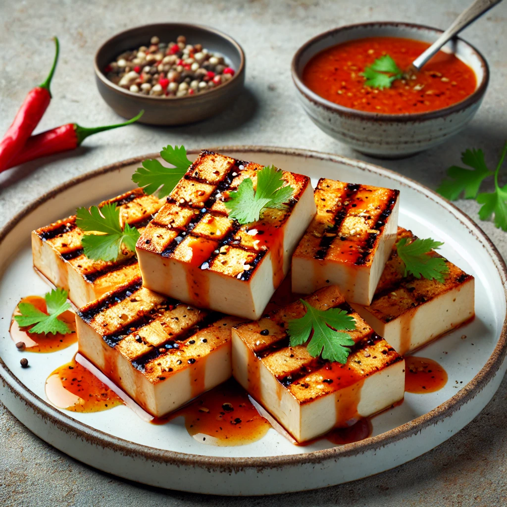 Tápláló és ízletes tofu fűszeres ázsiai stílusú szószban