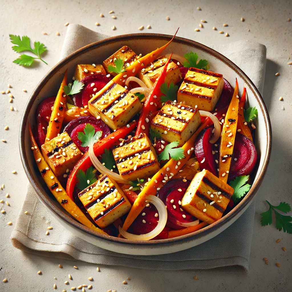 Tápláló wok fogás grillezett tofuval és céklával