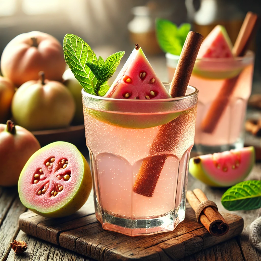 Gyümölcsös cider friss guavadarabokkal és fűszerekkel