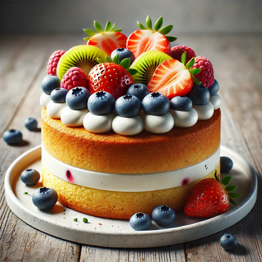 Friss gyümölcsökkel készült könnyű torta