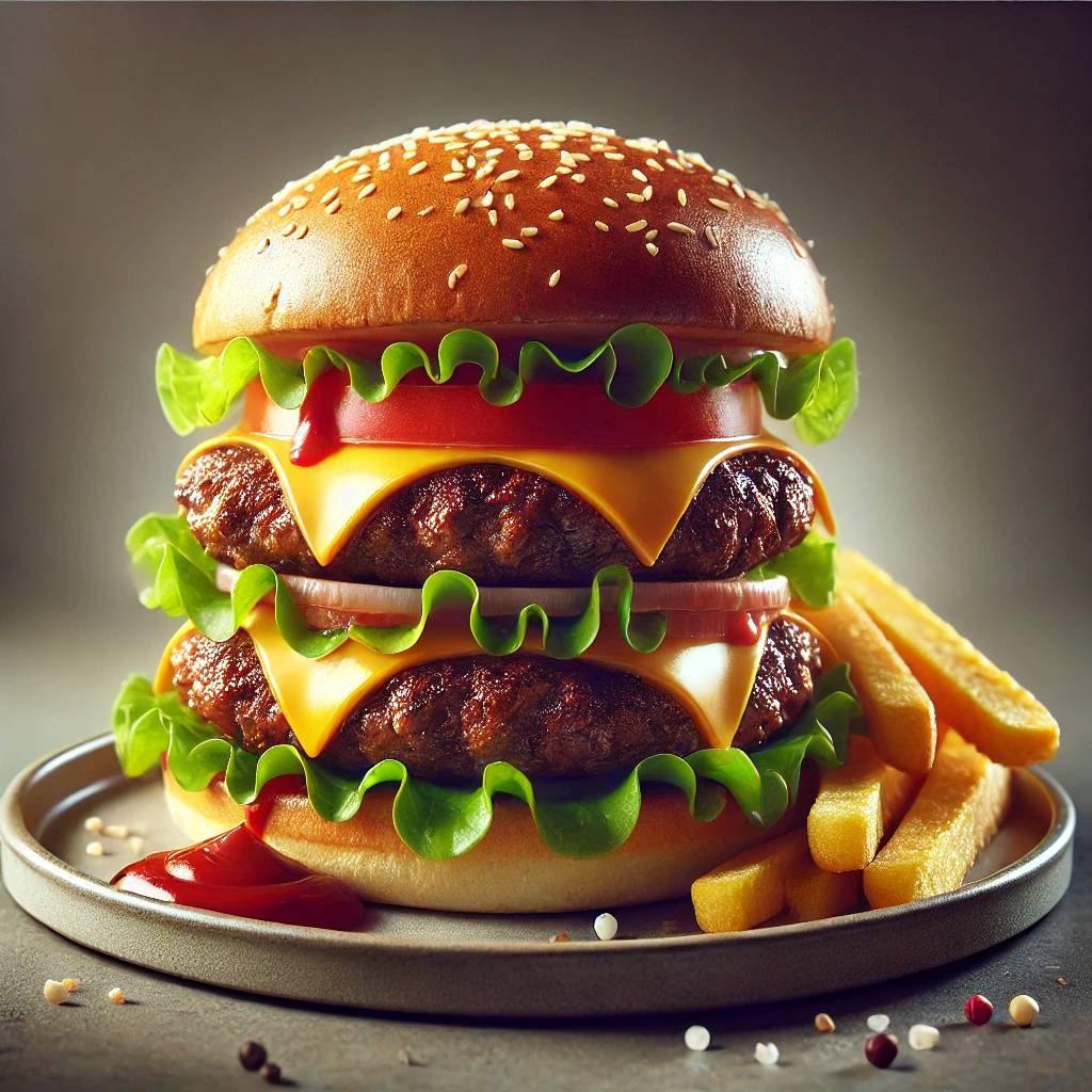 Friss házi hamburger dupla húspogácsával