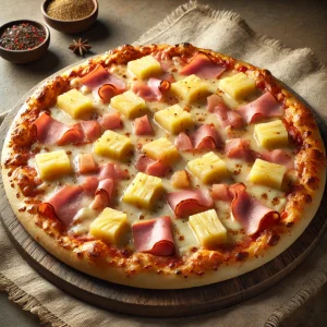 Kanadai stílusú Hawaiian pizza ananásszal és sonkával