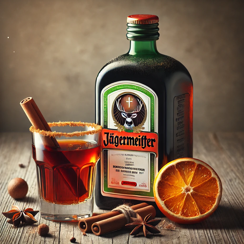 Aromás és fűszeres házi Jägermeister üvegben tálalva