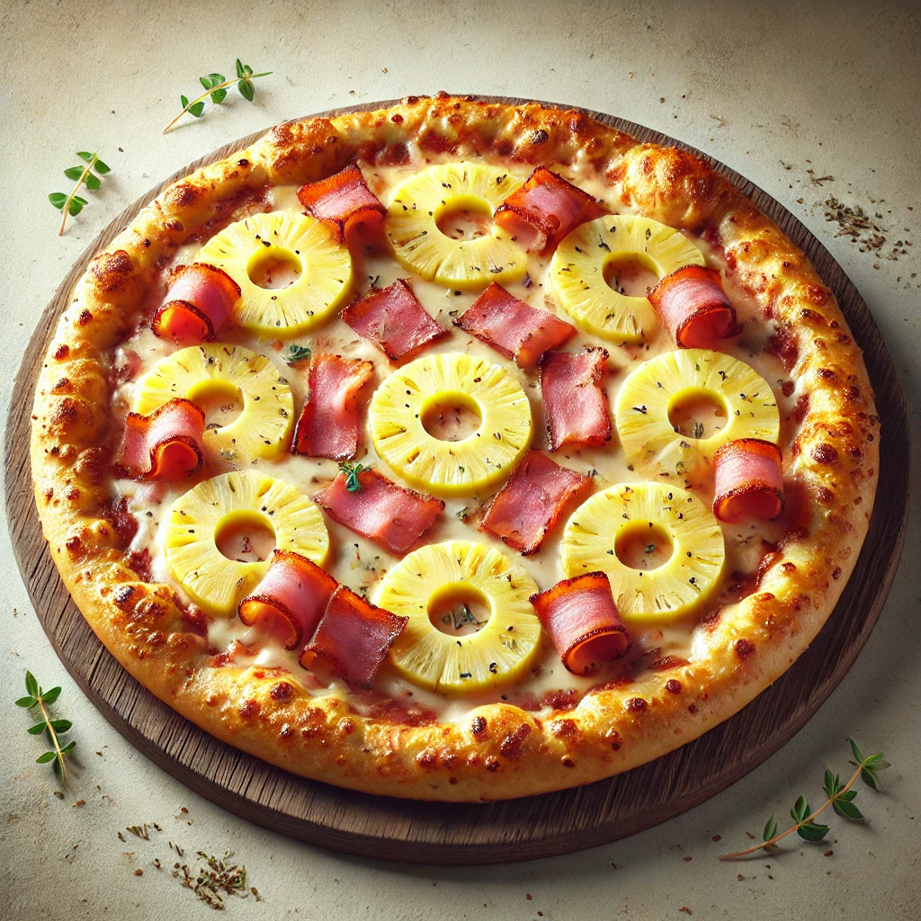 Sonka, szalonna és ananász tökéletes harmóniája egy pizzán