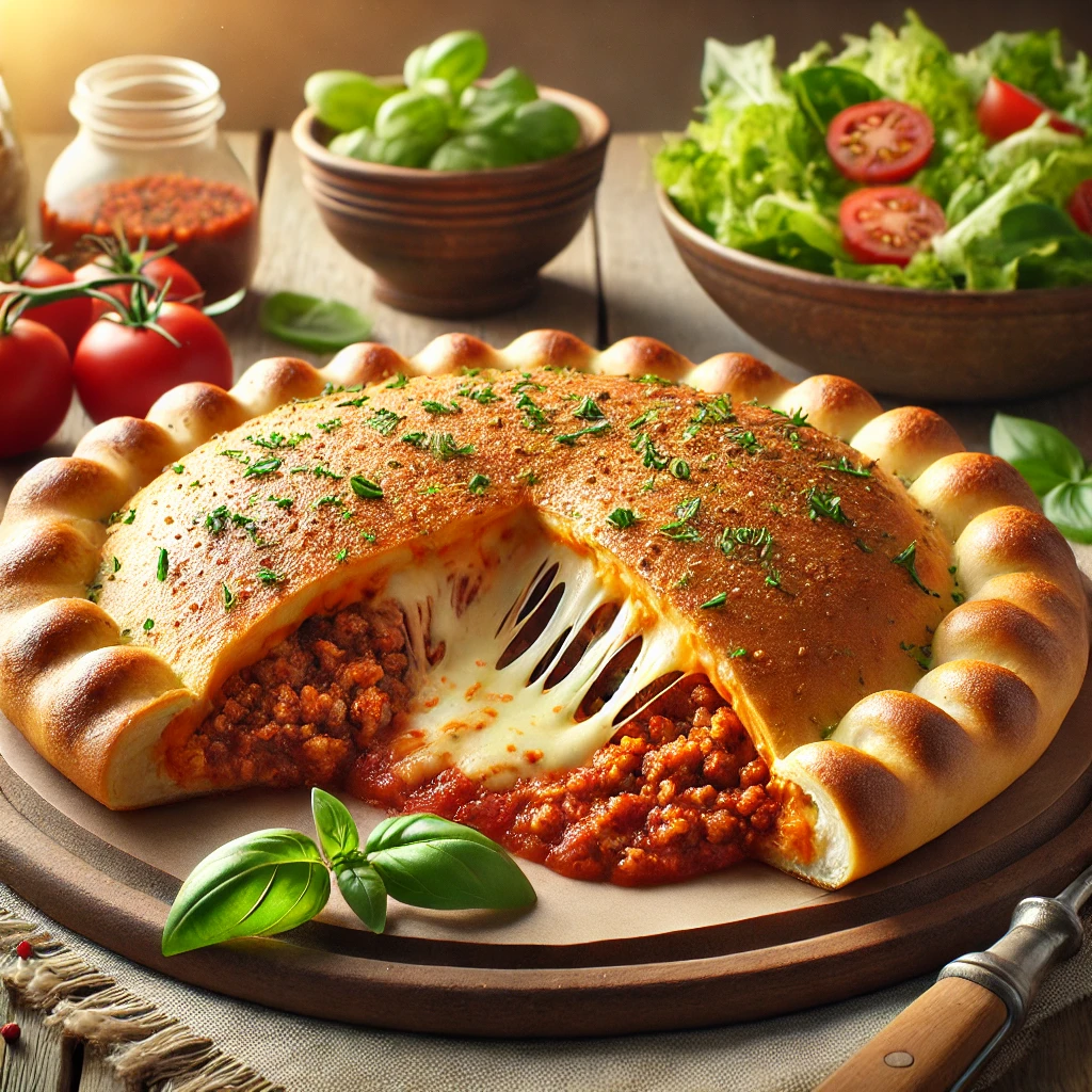 Ízletes és laktató házi húsos calzone pizza