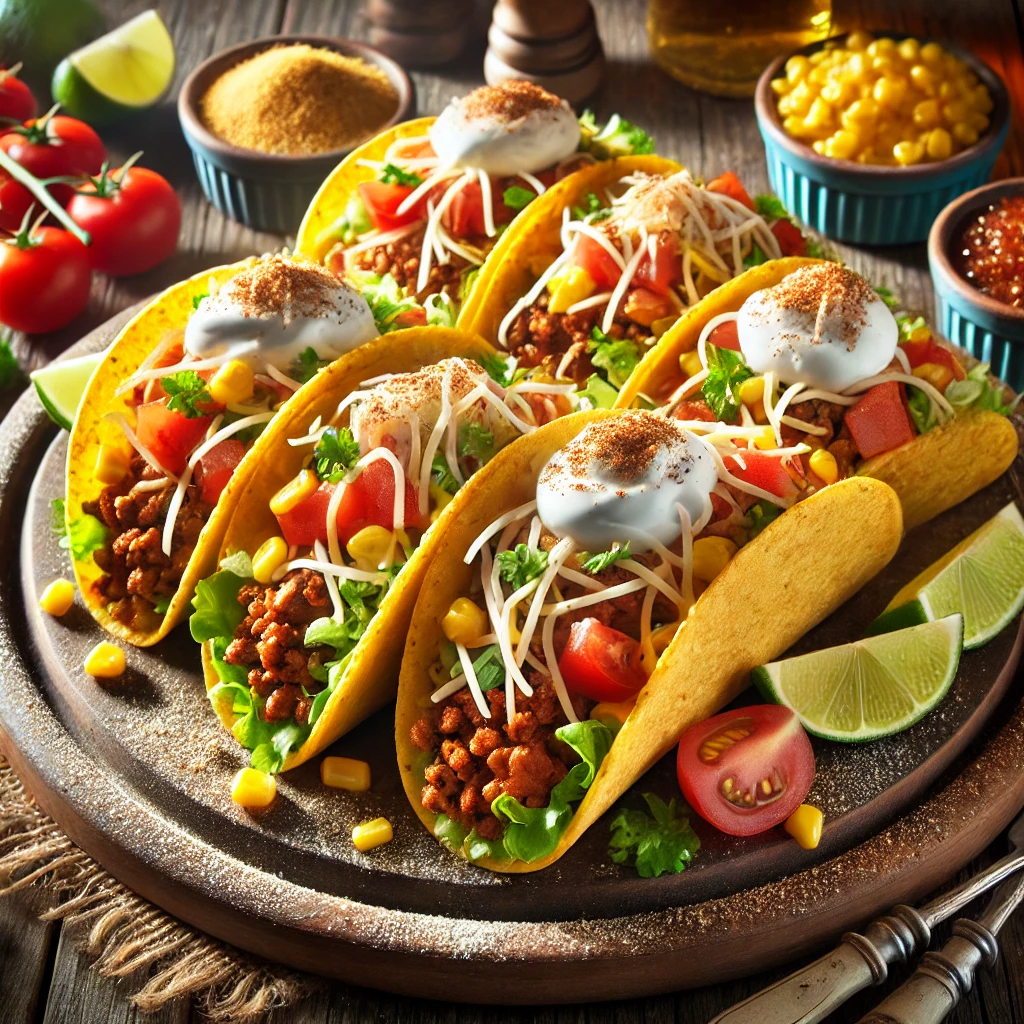 Egyszerű és ízletes húsos taco zöldségekkel