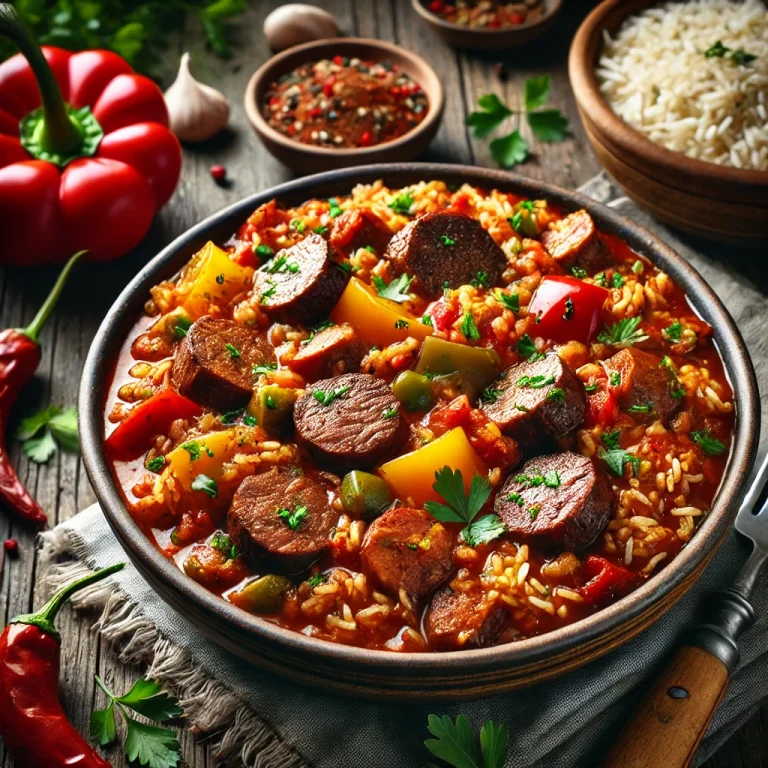 Jambalaya marhával, paprikával és rizzsel