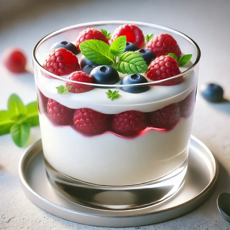 Joghurtos panna cotta tálalva