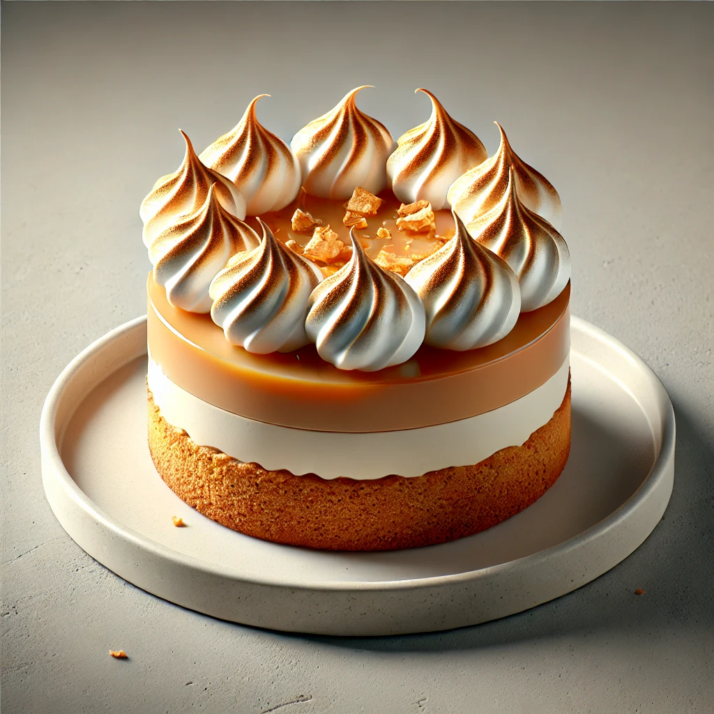 Krémes torta karamellás krémmel és habcsókkal