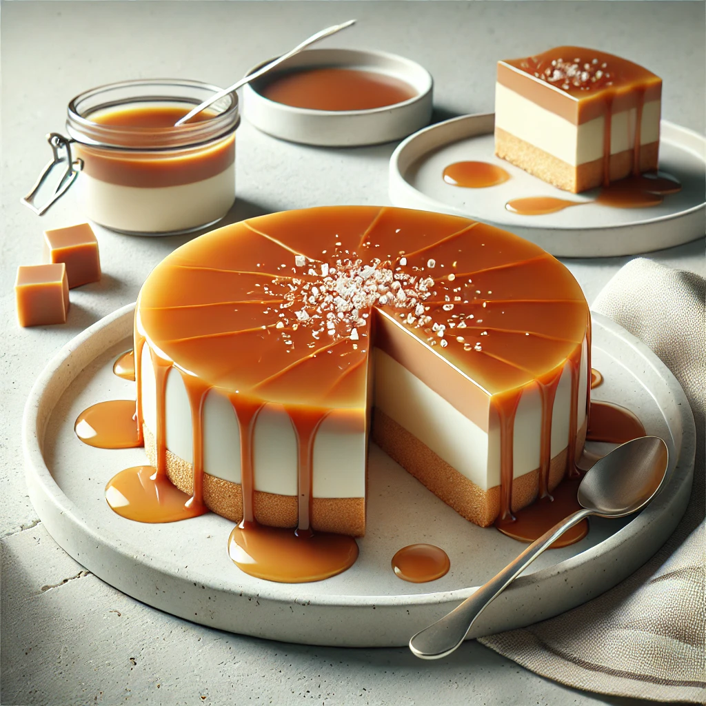 Krémes panna cotta karamellel tortaformában