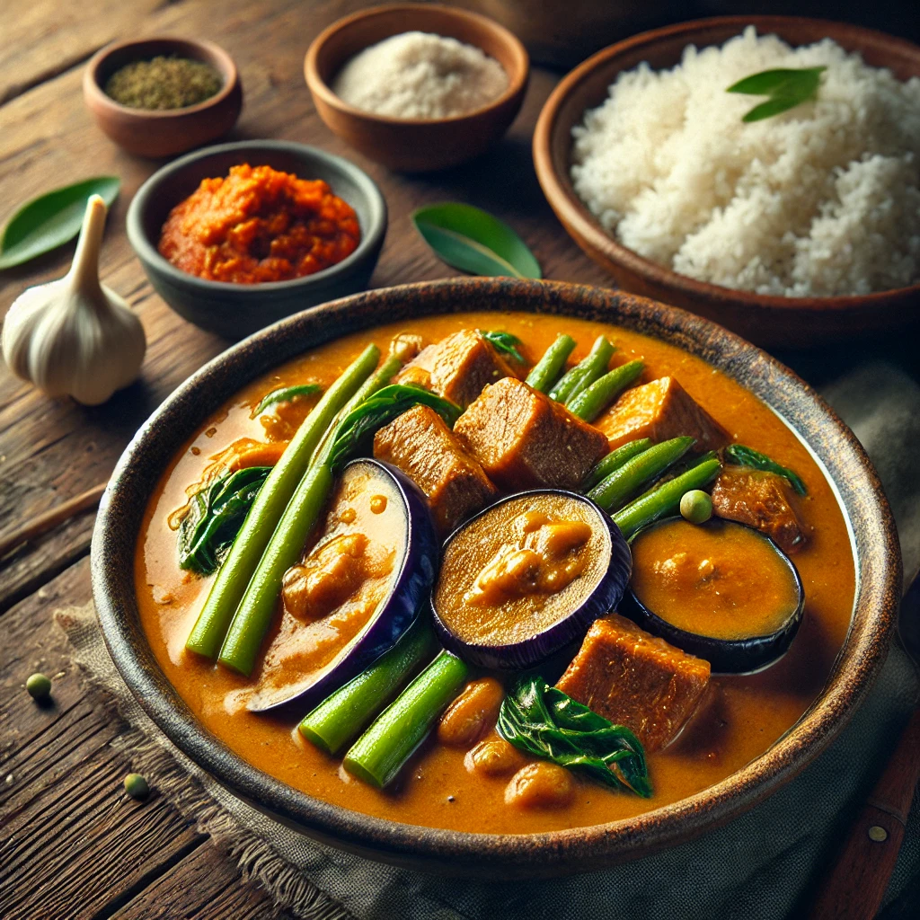 Gazdag földimogyorós Kare-Kare marhahússal és zöldségekkel