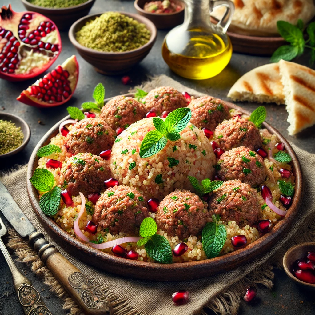 Autentikus közel-keleti Kibbeh Nayyeh bulgurral és nyers hússal